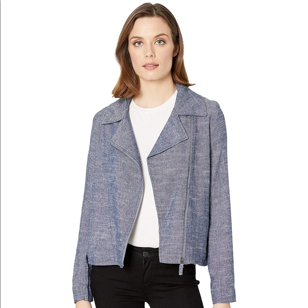 MAX STUDIO Linen Moto Jacket